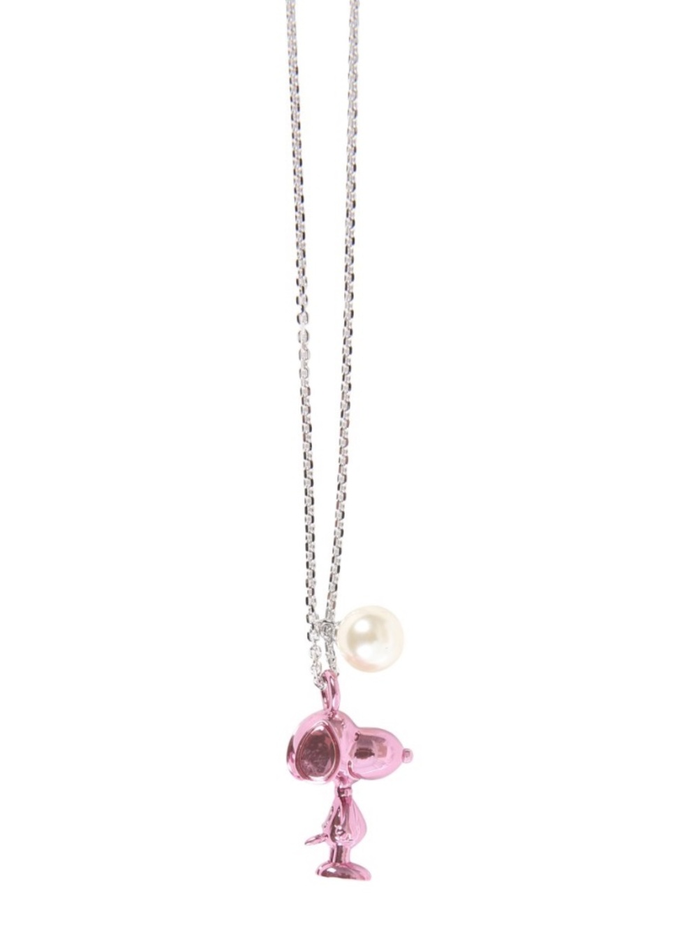 Marc Jacobs Pink Metallic Snoopy Pendant Necklace with Pearl Accent - Picture 4 of 5